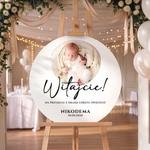 Okrągła tablica powitalna na Chrzest Święty ze zdjęciem - 60 cm