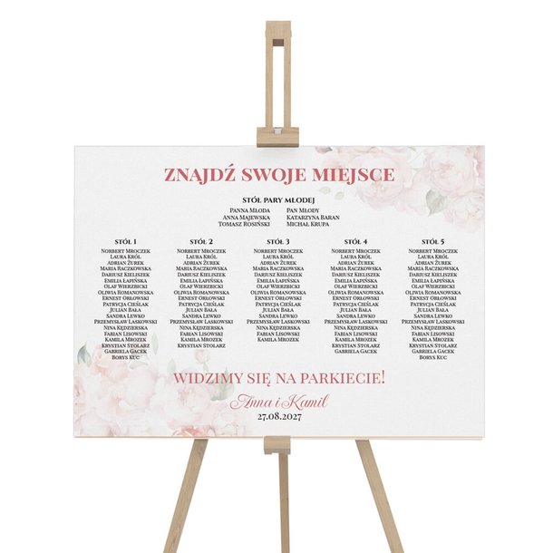 Plan stołów weselny Tablica na wesele 50x70cm - Amber