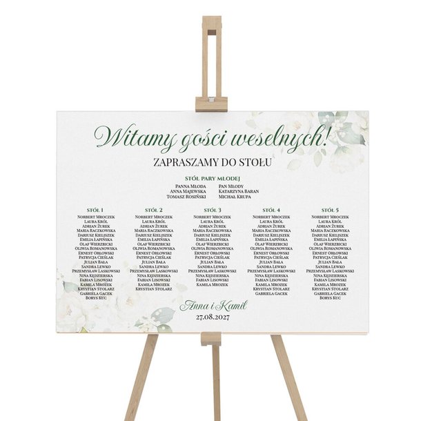 Plan stołów weselny Tablica na wesele 50x70cm - Amber