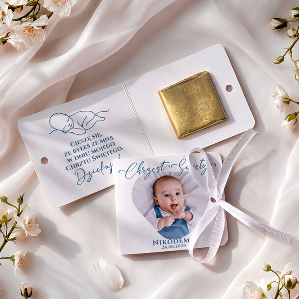 Czekoladki z podziękowaniem dla gości na chrzest - Zdjęcie