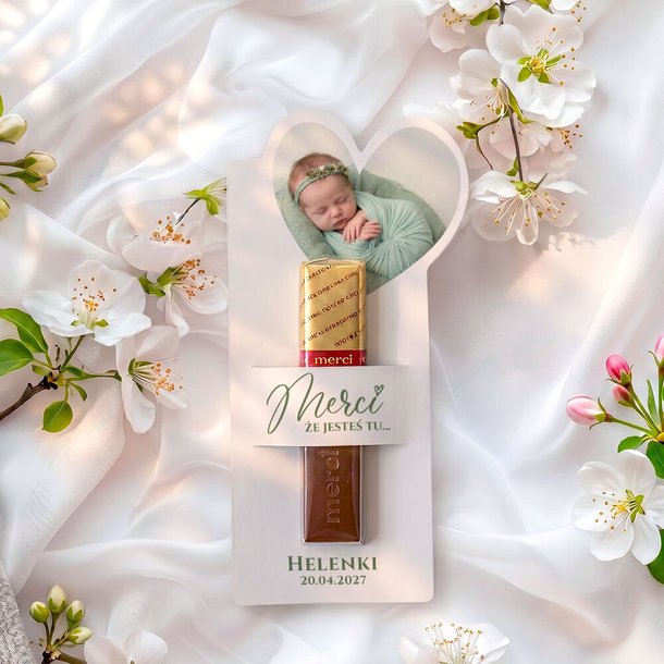 Podziękowania MERCI na chrzest - ze zdjęciem