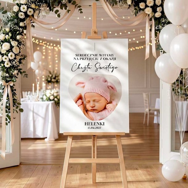 Tablica powitalna na Chrzest Święty 50x70cm - ze zdjęciem