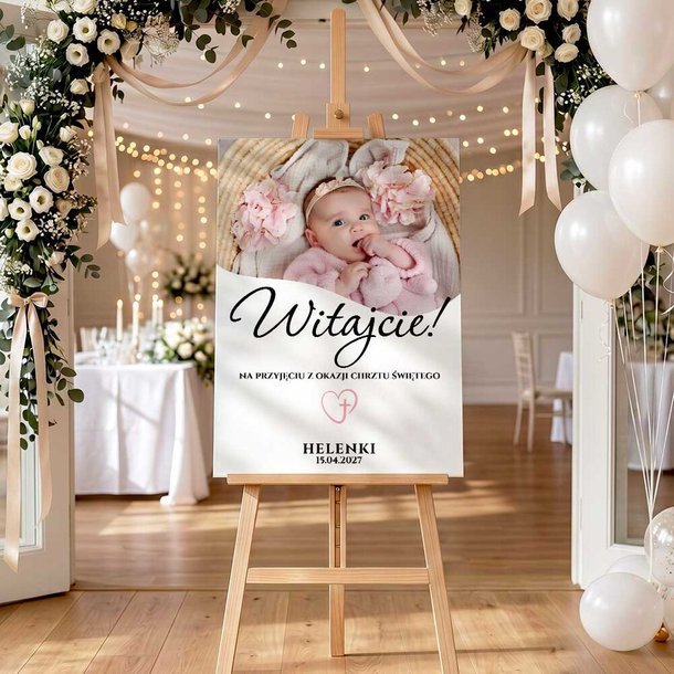 Tablica powitalna na Chrzest Święty 50x70cm - ze zdjęciem