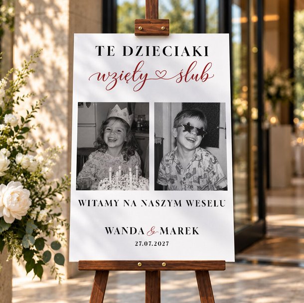 Tablica powitalna na wesele 50x70cm - Te dzieciaki wzięły ślub