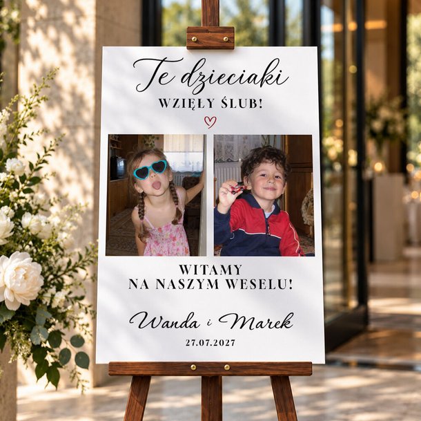 Tablica powitalna na wesele 50x70cm - Te dzieciaki wzięły ślub