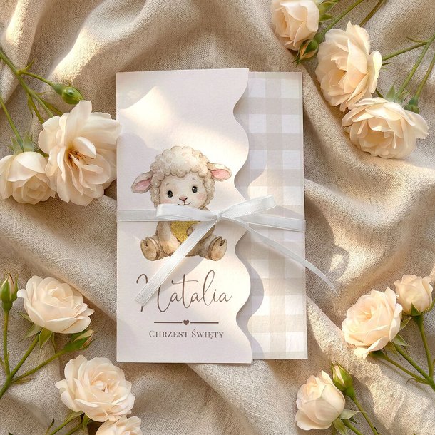 Zaproszenia na Chrzest falowane - Kiara