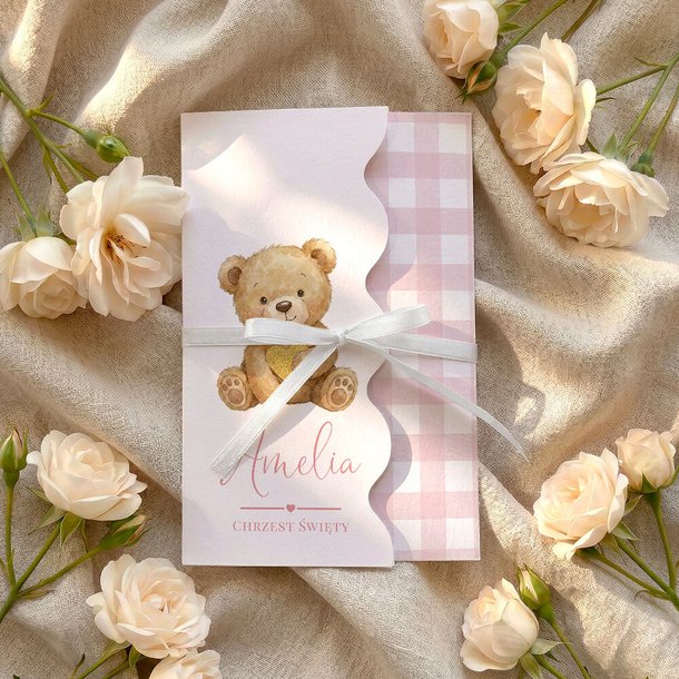 Zaproszenia na Chrzest falowane - Kiara