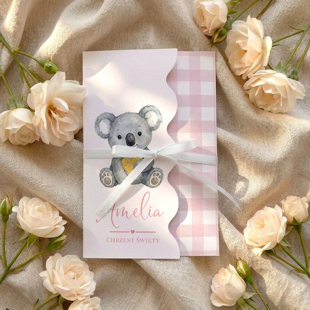Zaproszenia na Chrzest falowane - Kiara