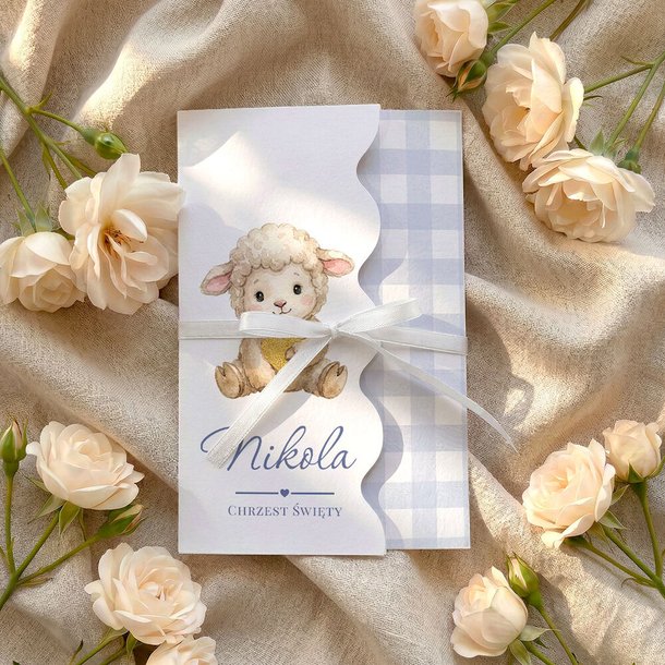 Zaproszenia na Chrzest falowane - Kiara