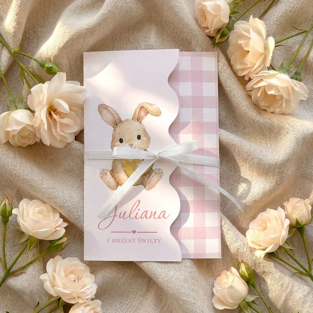 Zaproszenia na Chrzest falowane - Kiara