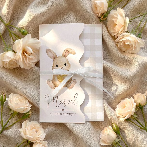 Zaproszenia na Chrzest falowane - Kiara