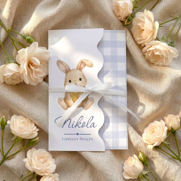 Zaproszenia na Chrzest falowane - Kiara