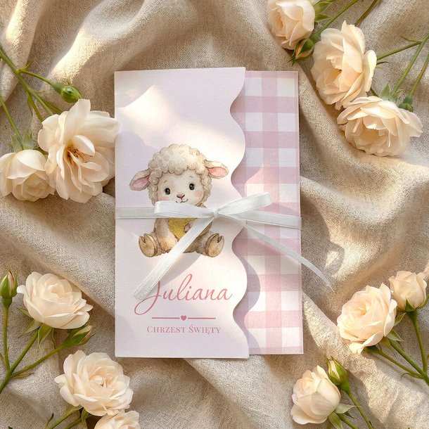 Zaproszenia na Chrzest falowane - Kiara