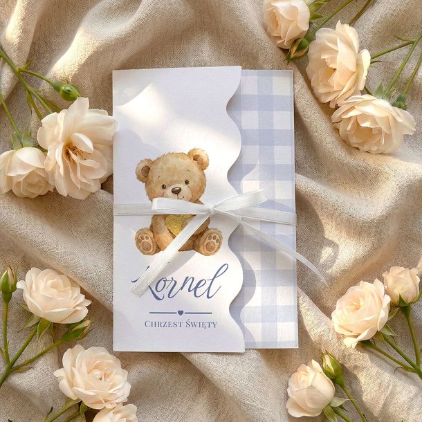 Zaproszenia na Chrzest falowane - Kiara