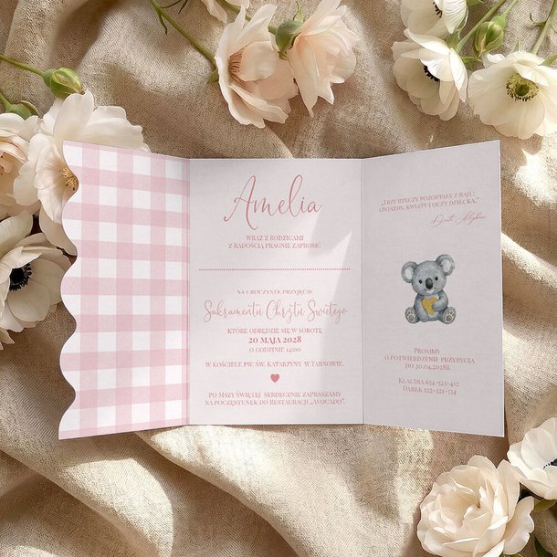 Zaproszenia na Chrzest falowane - Kiara
