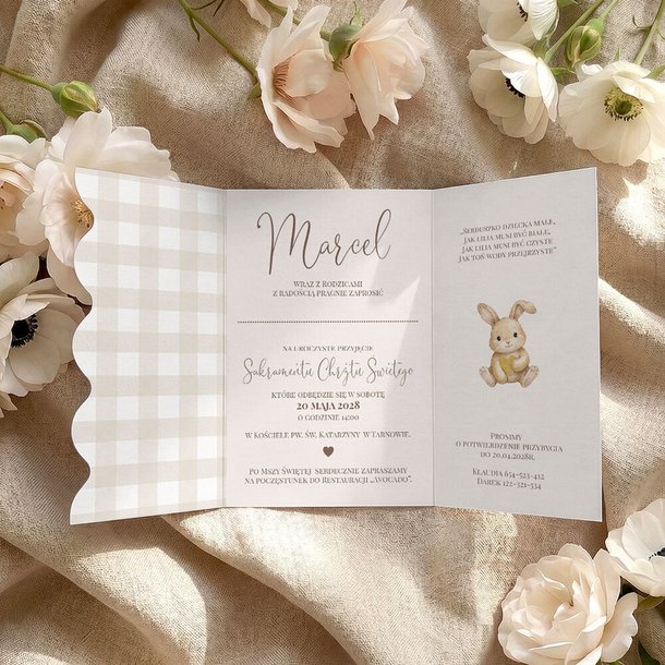 Zaproszenia na Chrzest falowane - Kiara