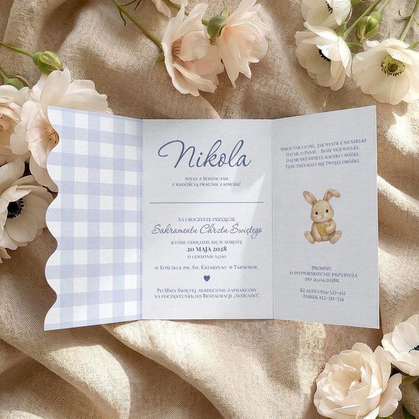 Zaproszenia na Chrzest falowane - Kiara