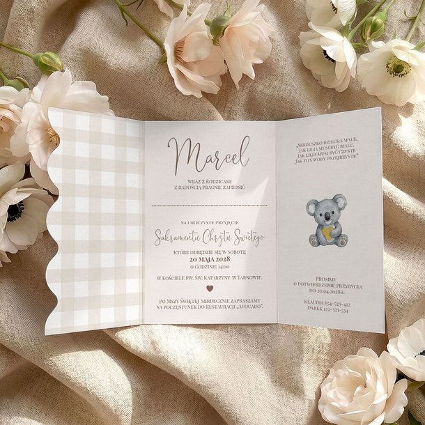 Zaproszenia na Chrzest falowane - Kiara