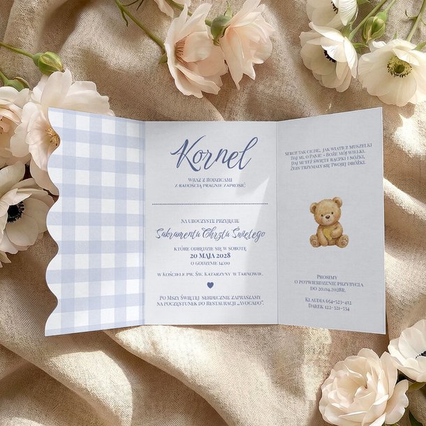 Zaproszenia na Chrzest falowane - Kiara