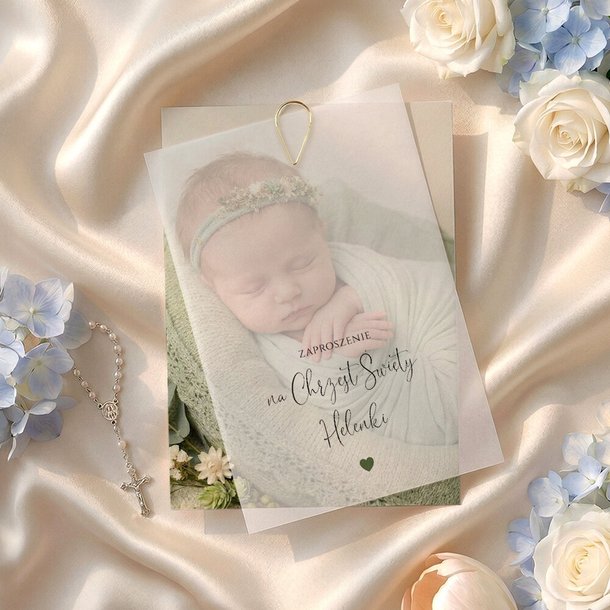 Zaproszenia na chrzest kalka ze zdjęciem - Maura