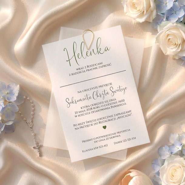 Zaproszenia na chrzest kalka ze zdjęciem - Maura