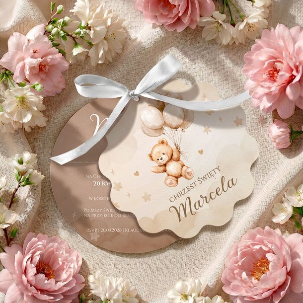 Zaproszenia na chrzest okrągłe - Sara