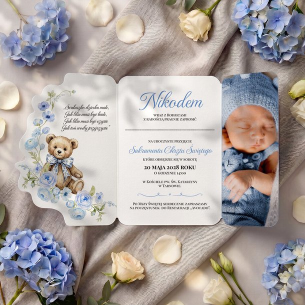 Zaproszenia na chrzest z ozdobnym wycięciem - Mia