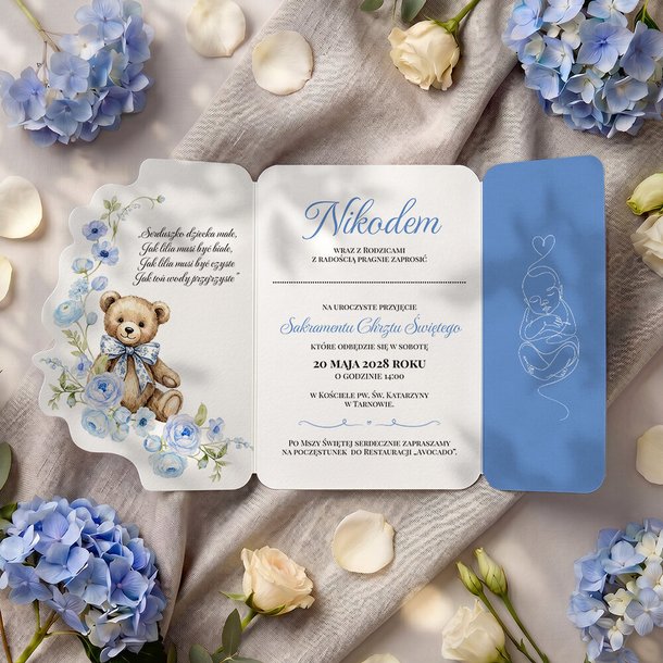 Zaproszenia na chrzest z ozdobnym wycięciem - Mia