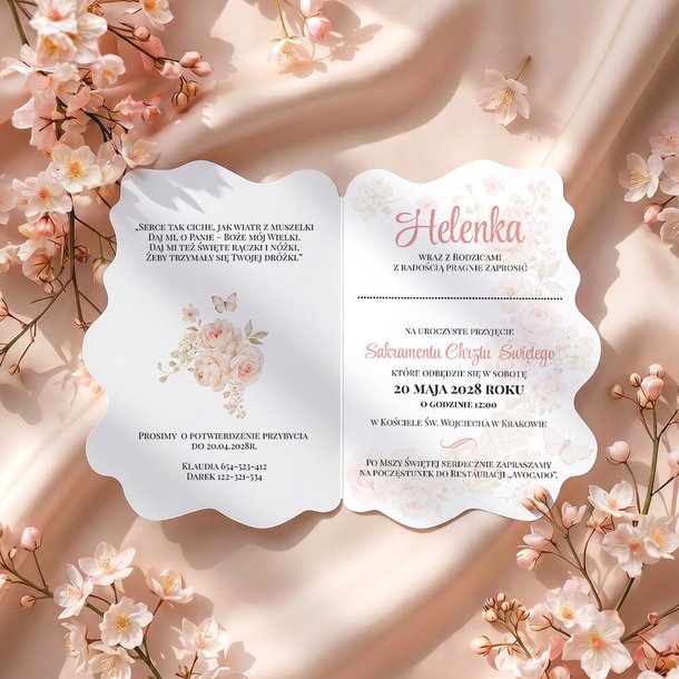 Zaproszenia na chrzest ze zdjęciem ozdobne wycięcie - Alika