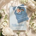 Zaproszenia na chrzest trzykartkowe ze wstążką - Tessa