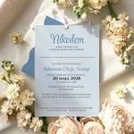 Zaproszenia na chrzest trzykartkowe ze wstążką - Tessa