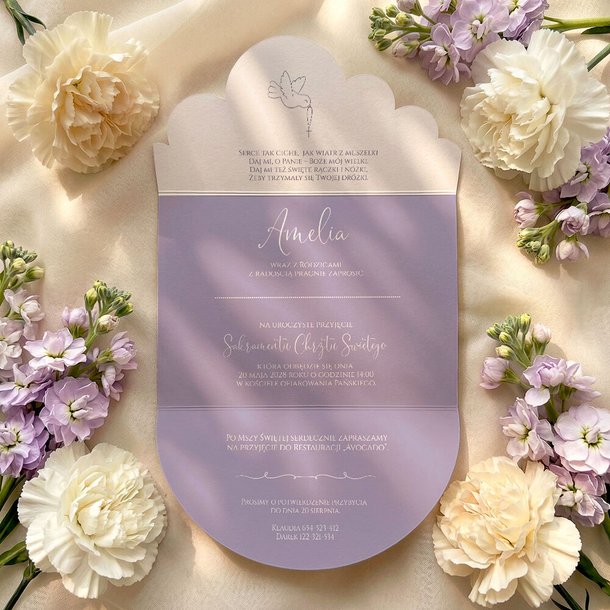 Zaproszenia na chrzest wycięcie w chmurkę - Rumi