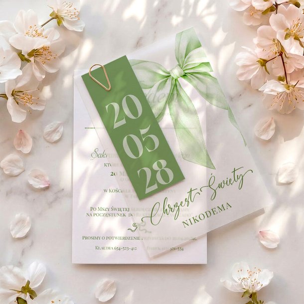 Zaproszenia na chrzest z kalką - Louise