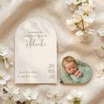 Zaproszenia na chrzest łuk ze zdjęciem - Aida