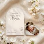 Zaproszenia na chrzest łuk ze zdjęciem - Aida