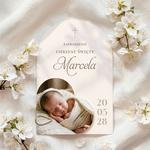 Zaproszenia na chrzest łuk ze zdjęciem - Aida