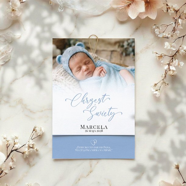 Zaproszenia na chrzest ze zdjęciem - Arleta