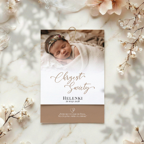Zaproszenia na chrzest ze zdjęciem - Arleta
