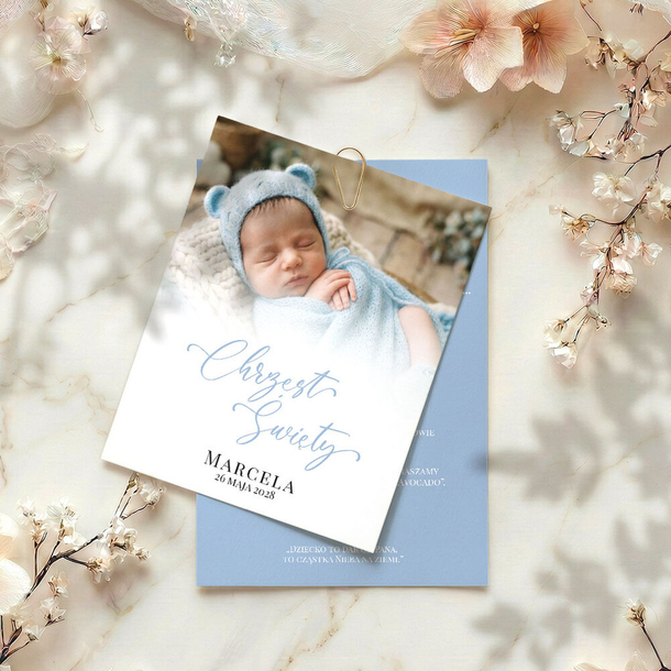 Zaproszenia na chrzest ze zdjęciem - Arleta