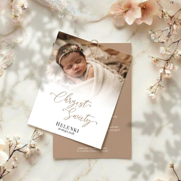 Zaproszenia na chrzest ze zdjęciem - Arleta