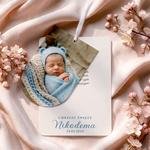Zaproszenia na chrzest z ozdobnym wycięciem ze wstążką - Floris2