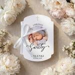 Zaproszenia na chrzest ze zdjęciem ozdobne wycięcie - Andrea