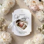 Zaproszenia na chrzest ze zdjęciem ozdobne wycięcie - Andrea