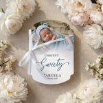 Zaproszenia na chrzest ze zdjęciem ozdobne wycięcie - Andrea