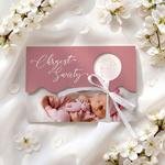 Zaproszenia na chrzest ze zdjęciem i falowanym wycięciem - Klaudia