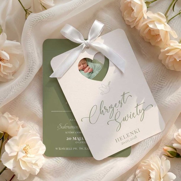 Zaproszenia na chrzest zaokrąglone z wycięciem - Nela