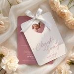 Zaproszenia na chrzest zaokrąglone z wycięciem - Nela