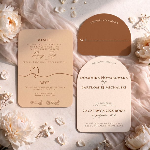 Zaproszenia ślubne zaokrąglone - Ida