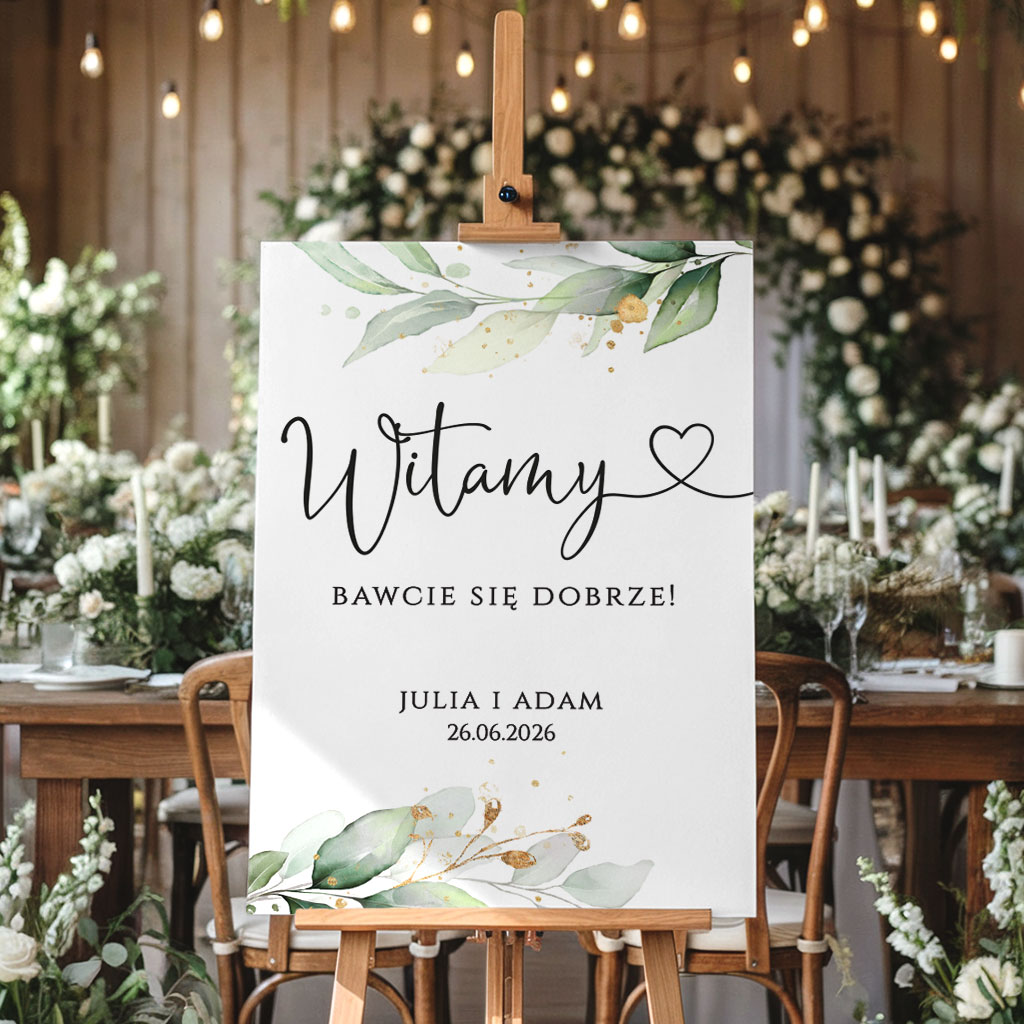 Tablica powitalna 50x70cm PION - Eukaliptus