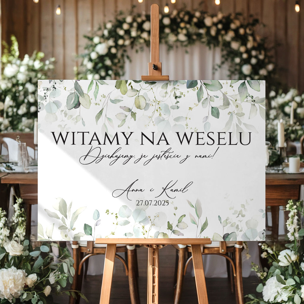 Tablica powitalna 50x70cm POZIOM - Eukaliptus